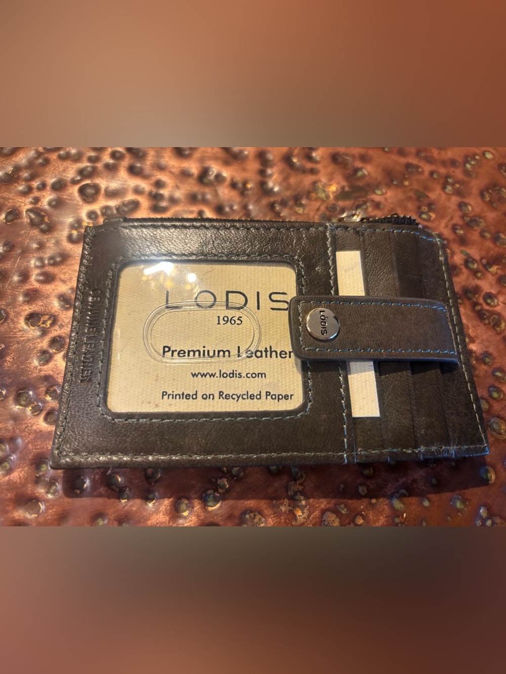 Lodis 1965 Dark Brown Leather RFID Card Wallet with Gold Logo - Picture 3 of 4